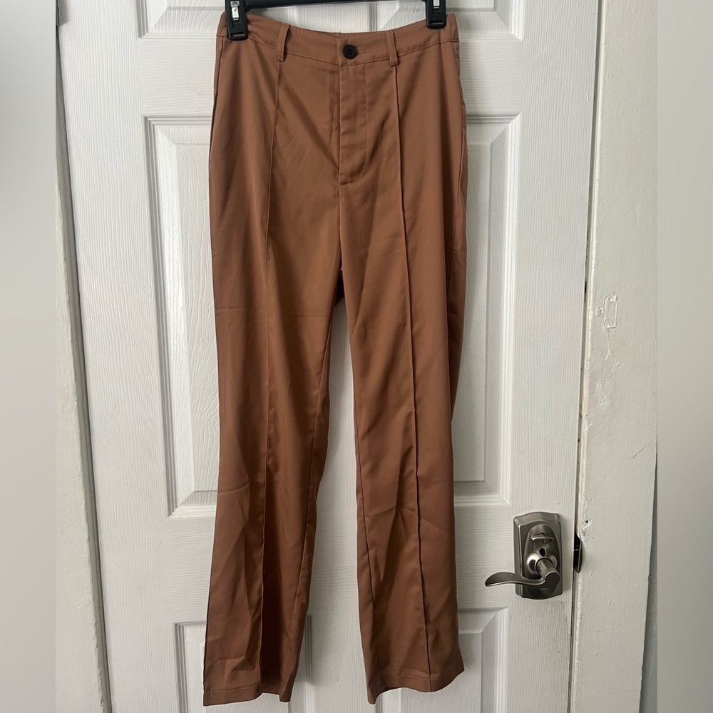SHEIN Women’s Tan Dress Pants Cord Straight Leg